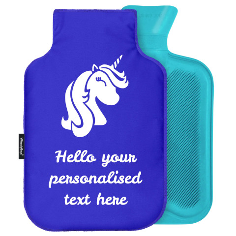 - Standard (2 Litre) (Unicorn Icon) - Royal Blue Soft Velvet Polyester Fabric (Personalised with Text)
