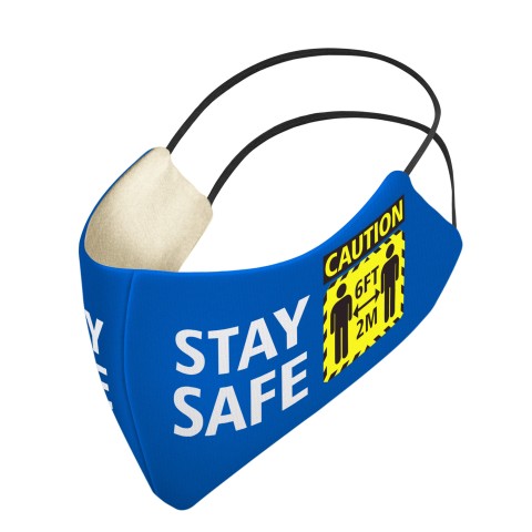 Adult Size - Royal Blue Water Resistant Polyester Fabric Round the Head Elastic (3 Layer Cotton, Polypropylene & Polyester Construction)