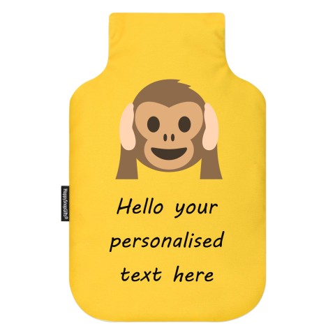 - Standard (2 Litre) - Hear no Evil Monkey Soft Velvet Polyester Fabric (Personalised with Text)