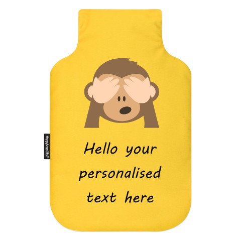 - Standard (2 Litre) - See no Evil Monkey Soft Velvet Polyester Fabric (Personalised with Text)