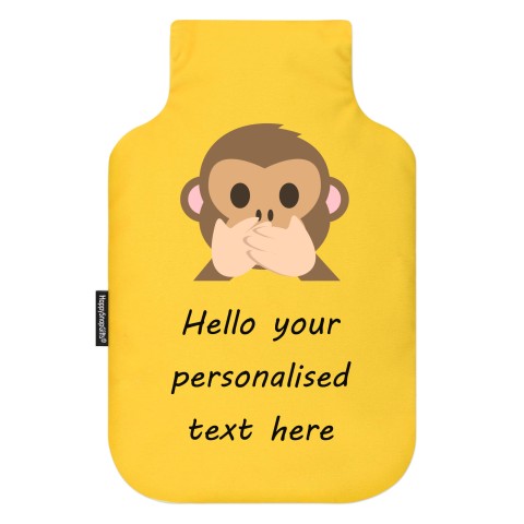 - Standard (2 Litre) - Speak no Evil Monkey Soft Velvet Polyester Fabric (Personalised with Text)