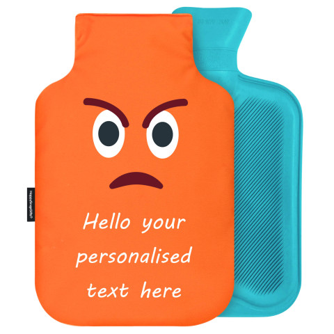 - 2 Litre Generic from Stock Available Colours - Angry Face Soft Velvet Polyester Fabric Removable Cover (Personalised with Text)
