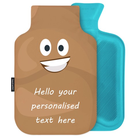 - 2 Litre (Random Coloured Bottle) - Happy Poo Soft Velvet Polyester Fabric Removable Cover (Optional Personalised Gift Text)