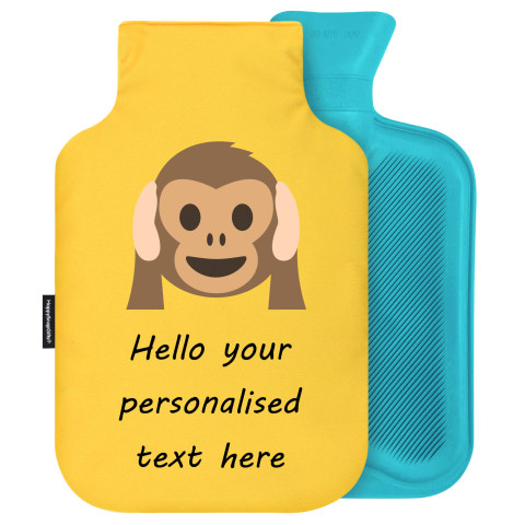 - 2 Litre Generic from Stock Available Colours - Hear no Evil Monkey Soft Velvet Polyester Fabric Removable Cover (Personalised with Text)