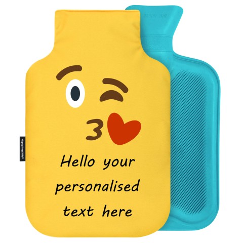 - 2 Litre (Random Coloured Bottle) - Kiss with a Wink Soft Velvet Polyester Fabric Removable Cover (Optional Personalised Gift Text)
