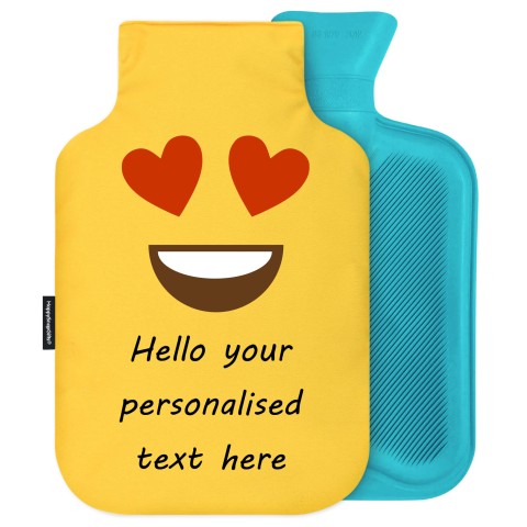 - 2 Litre (Random Coloured Bottle) - Love Heart Eyes Soft Velvet Polyester Fabric Removable Cover (Optional Personalised Gift Text)