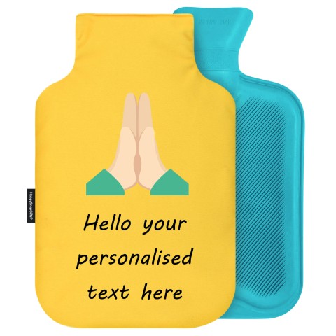 - 2 Litre (Random Coloured Bottle) - Praying Hands Soft Velvet Polyester Fabric Removable Cover (Optional Personalised Gift Text)