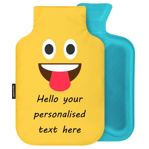- 2 Litre (Random Coloured Bottle) - Tongue Out Soft Velvet Polyester Fabric Removable Cover (Optional Personalised Gift Text)