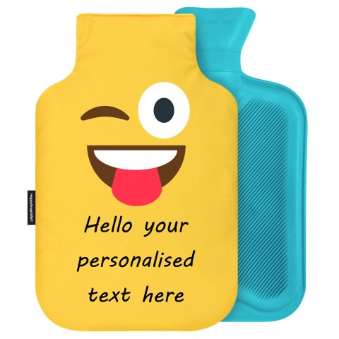 - 2 Litre (Random Coloured Bottle) - Tongue with a Wink Soft Velvet Polyester Fabric Removable Cover (Optional Personalised Gift Text)