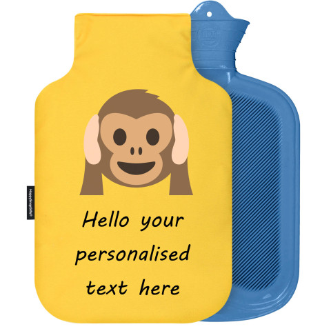 - 2 Litre Sanger Brand - Hear no Evil Monkey Soft Velvet Polyester Fabric Removable Cover (Personalised with Text)