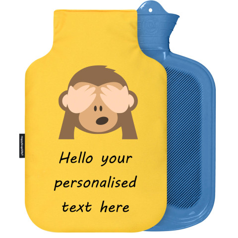 - 2 Litre Sanger Brand - See no Evil Monkey Soft Velvet Polyester Fabric Removable Cover (Personalised with Text)
