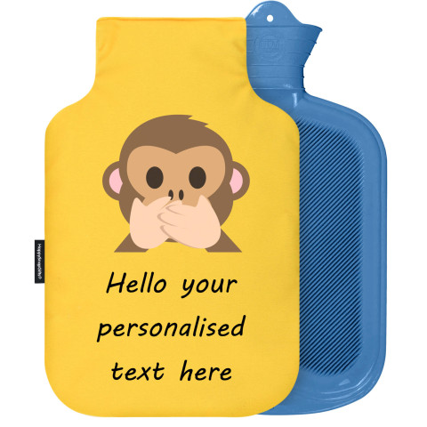 - 2 Litre Sanger Brand - Speak no Evil Monkey Soft Velvet Polyester Fabric Removable Cover (Personalised with Text)