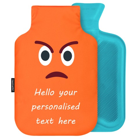 - 2 Litre Generic from Stock Available Colours - Angry Face Soft Velvet Polyester Fabric Removable Cover (Personalised with Text)