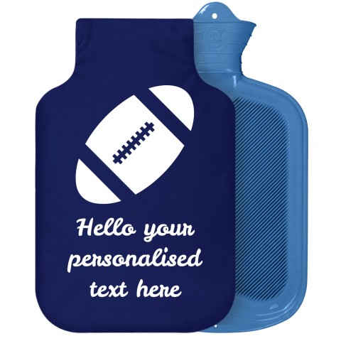 - 2 Litre Sanger Brand (Rugby Icon) Navy Blue Soft Velvet Polyester Fabric Removable Cover (Personalised with Text)