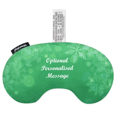 - Snowflakes on Green Mock Suede Polyester Fabric (Personalised with Text)