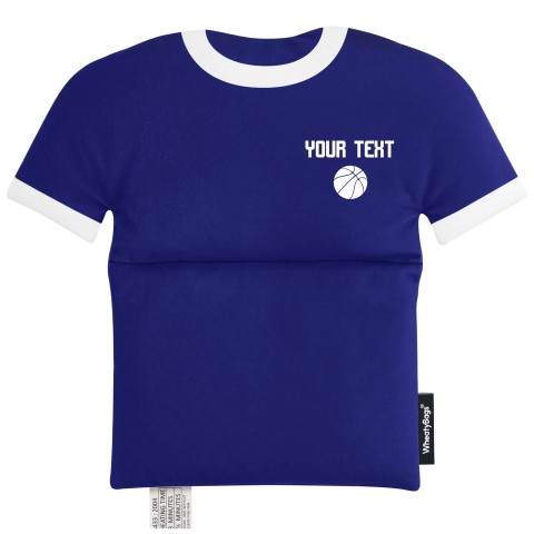 with Basketball Icon - Navy Blue Mock Suede Polyester Fabric (Personalised with Text)
