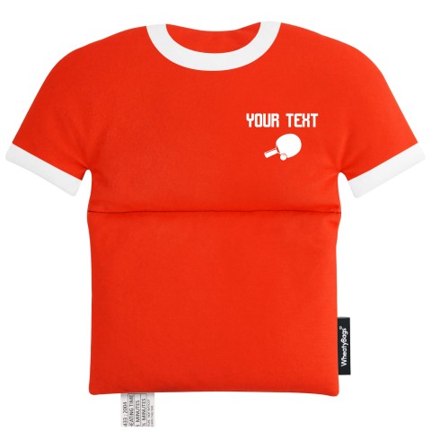 with Table Tennis Icon - Red Mock Suede Polyester Fabric (Personalised with Text)