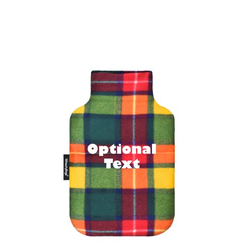 - Mini (750ml) - Tartan Colour Check Fleece Fabric and Removable Cover (Personalised with Text)