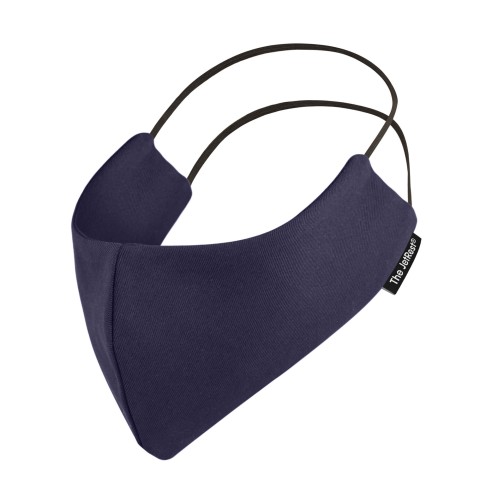 (Regular) - Navy Blue Cotton Fabric Round the Ear Elastic (Personalised with Text) (2 Layer Cotton Construction)