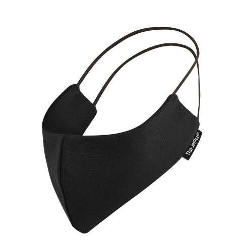 (Small) Black Cotton Fabric Round the Ear Elastic (Personalised with Text) (2 Layer Cotton Construction)