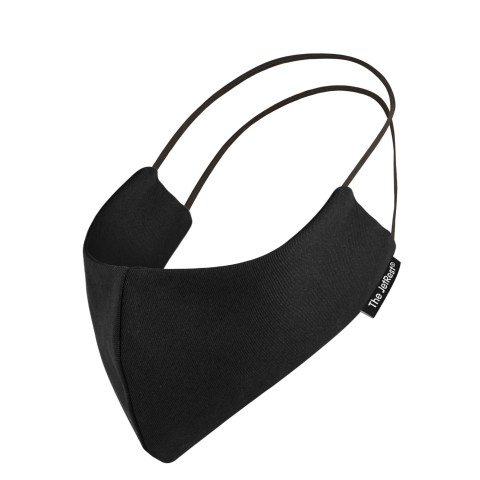 (Small) Black Cotton Fabric Round the Ear Elastic (Personalised with Text) (3 Layer Cotton, Polypropylene, Cotton Construction)