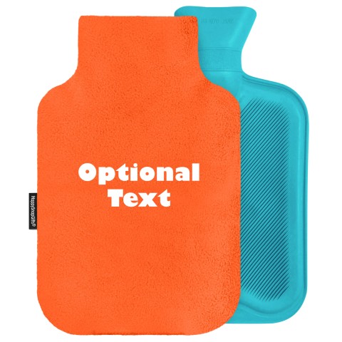- 2 Litre Generic from Stock Available Colours - Orange Fleece Fabric and Removable Cover (Personalised with Text)