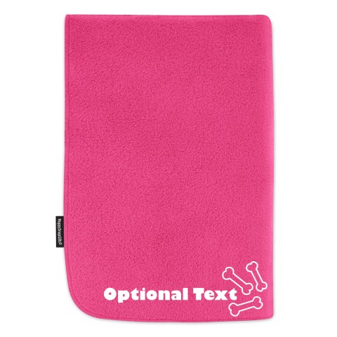 (100cm x 140cm) with Dog Bone Icon - Fuchsia Pink Fleece Fabric (Personalised with Text)