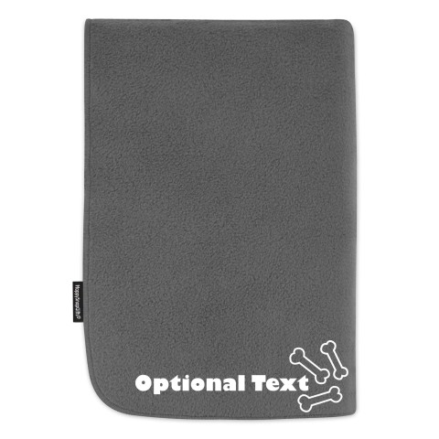 (100cm x 140cm) with Dog Bone Icon - Grey Fleece Fabric (Personalised with Text)