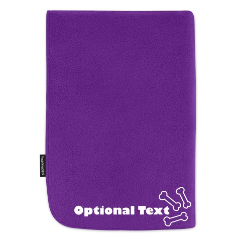 (100cm x 140cm) with Dog Bone Icon - Purple Fleece Fabric (Personalised with Text)