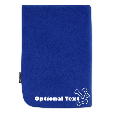 (100cm x 140cm) with Dog Bone Icon - Royal Blue Fleece Fabric (Personalised with Text)