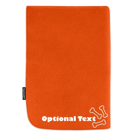 (200cm x 140cm) with Dog Bone Icon - Orange Fleece Fabric (Personalised with Text)