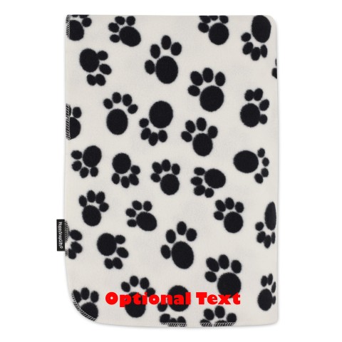 (100cm x 140cm Double Thickness) with No Icon - Paws Print Fleece Fabric (Personalised with Text)