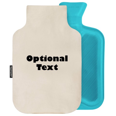 - 2 Litre (Random Coloured Bottle) - Natural Cotton Fabric Removable Cover (Personalised with Text)