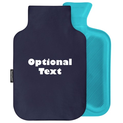 - 2 Litre (Random Coloured Bottle) - Navy Blue Cotton Fabric Removable Cover (Personalised with Text)