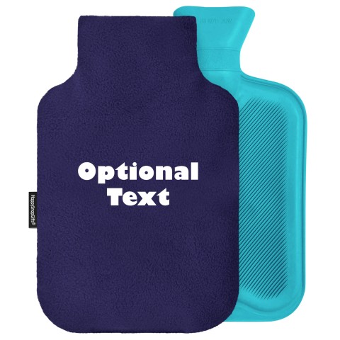 - 2 Litre (Random Coloured Bottle) - Navy Blue Fleece Fabric Removable Cover (Personalised with Text)