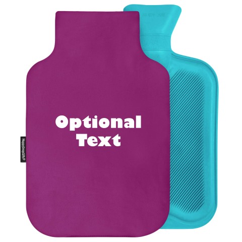 - 2 Litre (Random Coloured Bottle) - Purple Cotton Fabric Removable Cover (Personalised with Text)