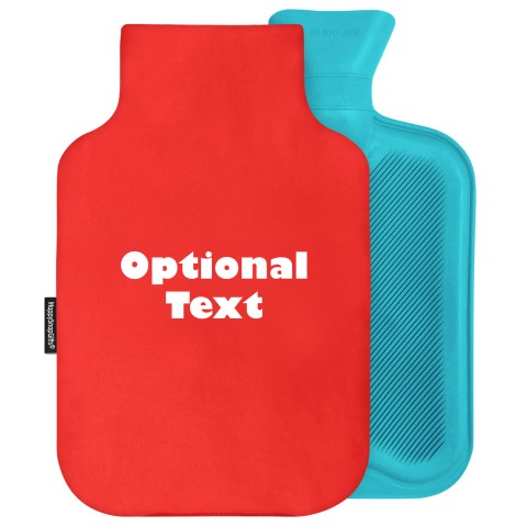 - 2 Litre (Random Coloured Bottle) - Red Cotton Fabric Removable Cover (Personalised with Text)