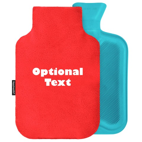 - 2 Litre (Random Coloured Bottle) - Red Fleece Fabric Removable Cover (Personalised with Text)
