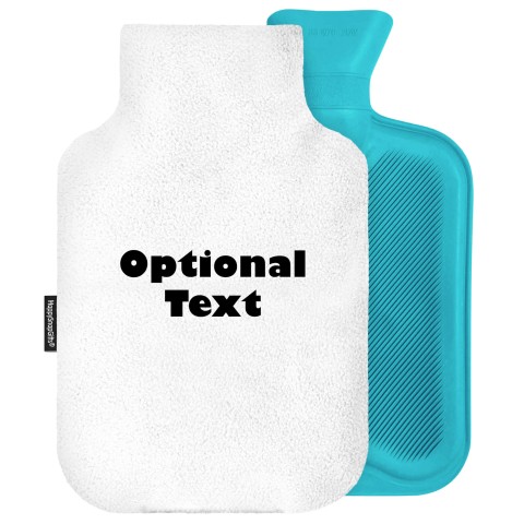 - 2 Litre (Random Coloured Bottle) - White Fleece Fabric Removable Cover (Personalised with Text)