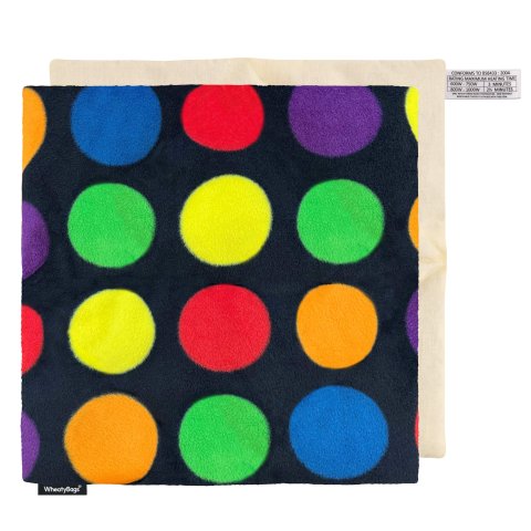 (34cm) - Ludo Colour Spots Fleece Fabric Scented (Organic Lavender Buds) Removable Cover (Personalised with Text)