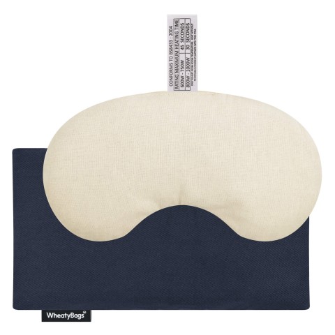 - Millet Seed Filling - 18cm x 11.5cm - Navy Blue Cotton Fabric and Removable Cover (Personalised with Text)