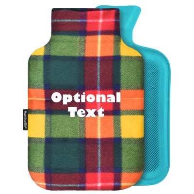 personalised hot water bottle standard 2 litre and removable cover personalised with text