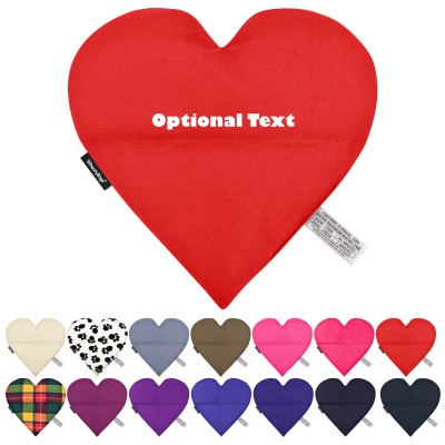 WheatyBags Love Heart Shape Microwavable Heat Packs Shown in All Colour and Fabric Options