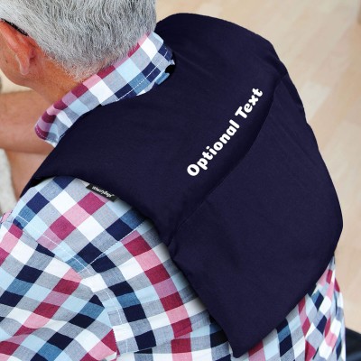 Wheat Bags Upper Shoulder &amp; Back Pain Heat Pack shown in Navy Blue Cotton Fabric