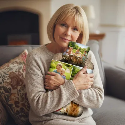 Collage Hot Water Bottle Cover in Full Colour with Personalised Text from HappySnapGifts®