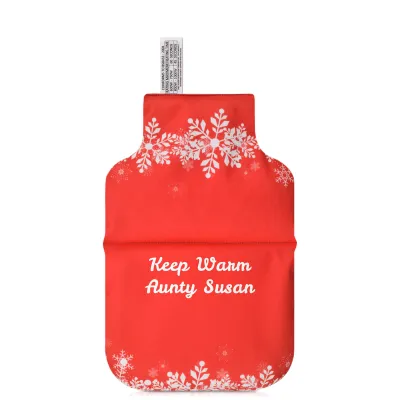 (27cm) - Snowflakes on Red Design Soft Velvet Polyester Fabric (Personalised with Text)