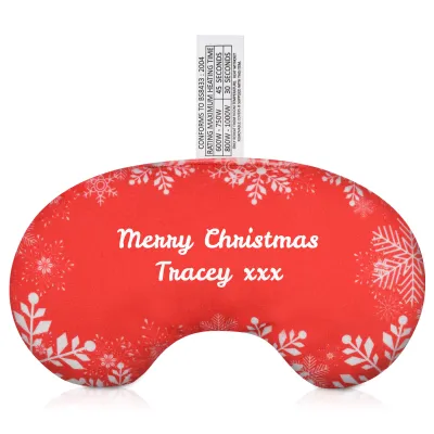 (18cm x 11.5cm) - Snowflakes on Red Design Soft Velvet Polyester Fabric Scented (Organic Lavender Buds) (Personalised with Text)