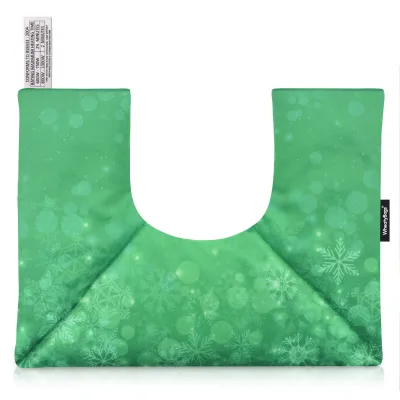 (37cm x 27cm) - Snowflakes on Green Design Soft Velvet Polyester Fabric