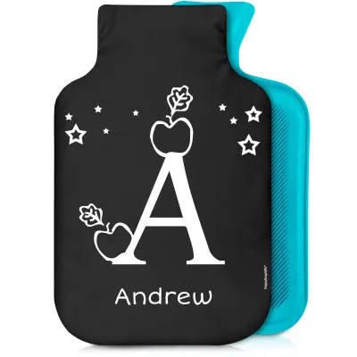 2 Litre with Alphabet Theme Black Soft Velvet Polyester Fabric (Personalised with Text)