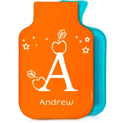 2 Litre with Alphabet Theme Burnt Orange Soft Velvet Polyester Fabric (Personalised with Text)